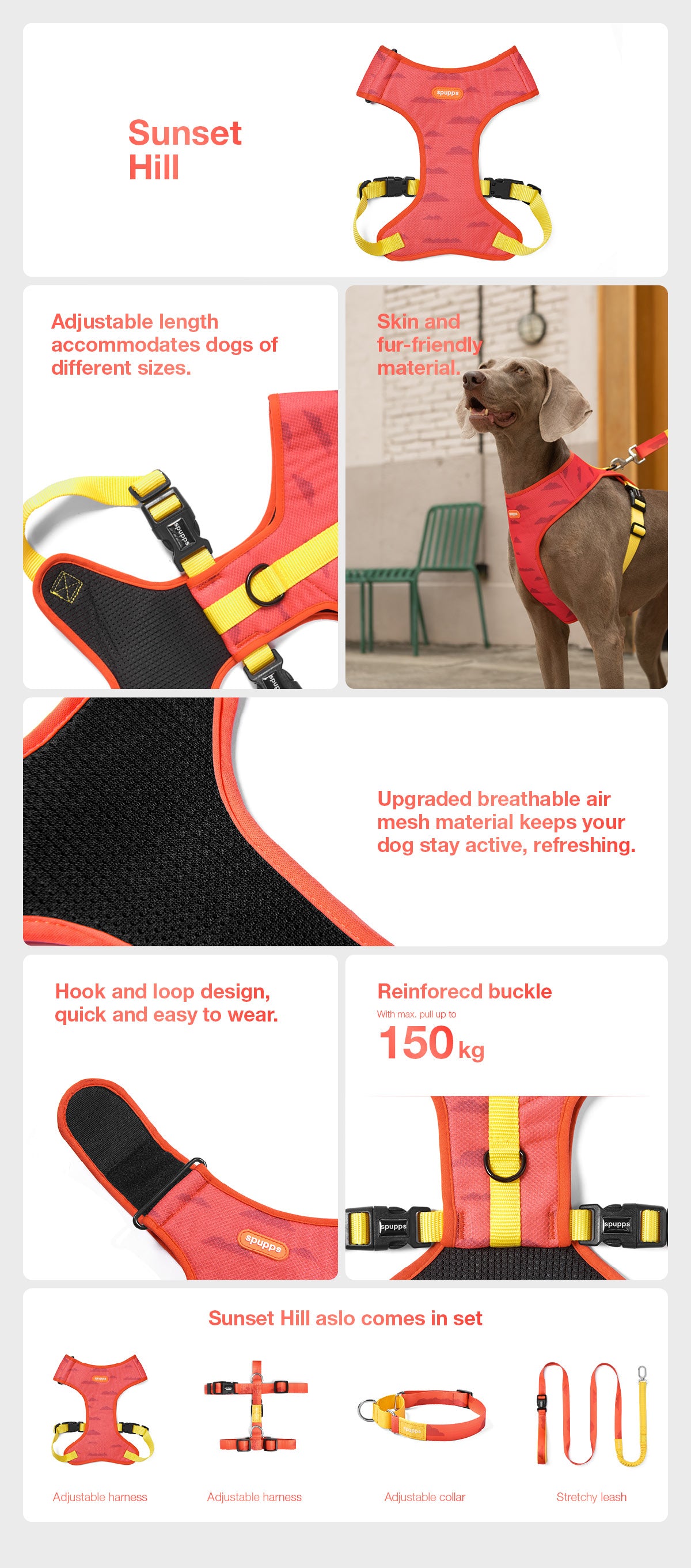 Sunset Hill - Adjustable Air Mesh Dog Harness